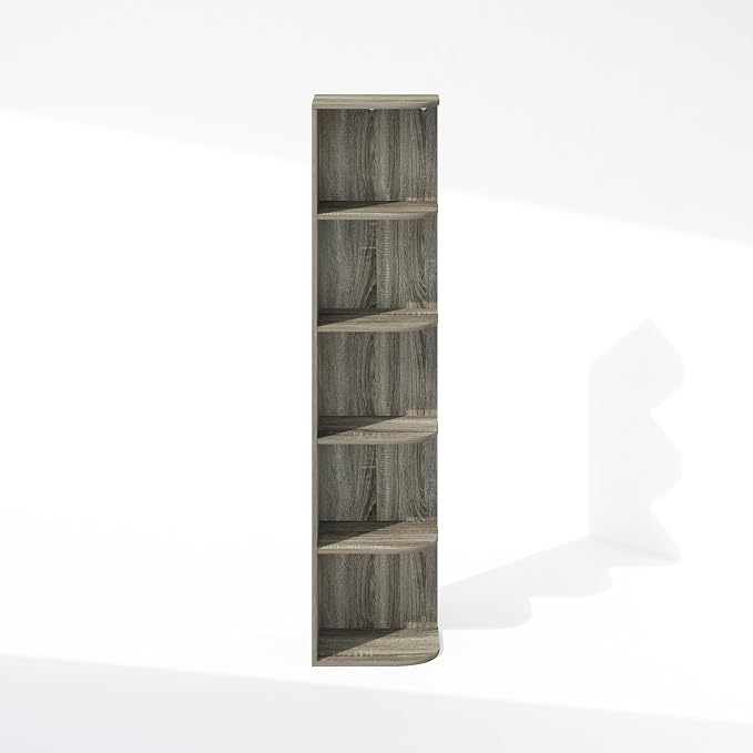 Furinno Reed Corner Shelf, 5-Tier Corner Bookshelf, Book Shelf, Corner Shelves - Image 6