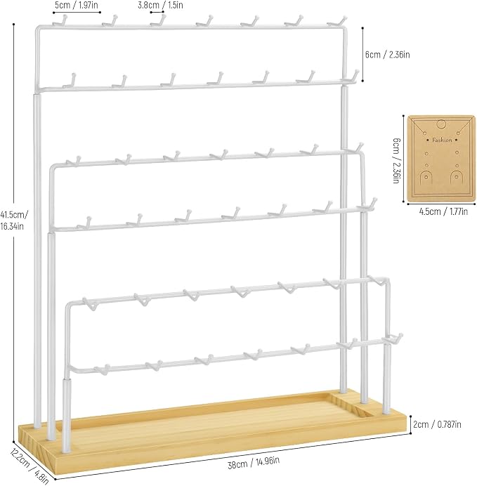 Earring Display for Vendors, 6 Tiers 42 Hooks Jewelry Rack Display Holder Stand - Image 2