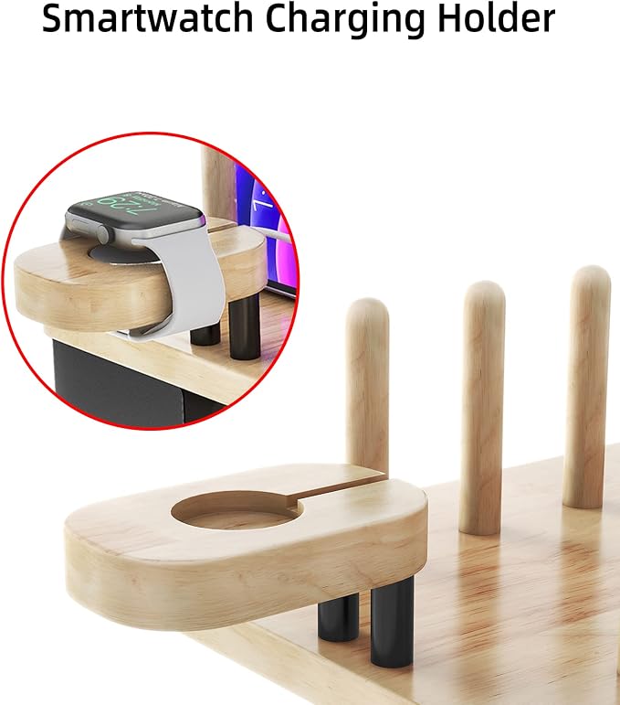 Metal Charging Station for Multiple Devices, New Upgrade Wood Charging Station - Image 6