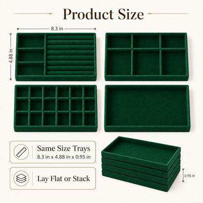 4 Pack Stackable Jewelry Organizer Tray Set - Image 4