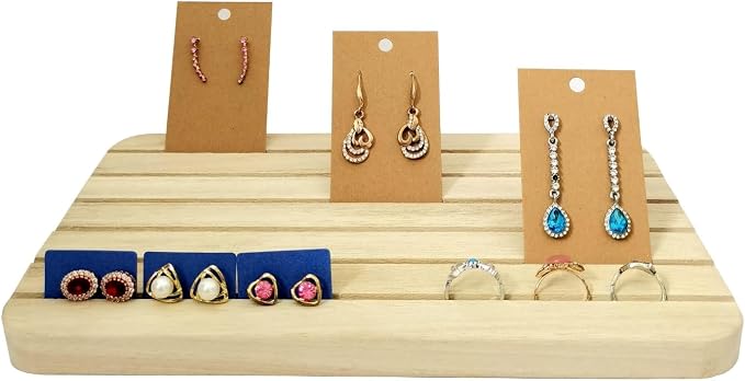 Natural Wood Business Card Holder Wooden Earring Display Stands Jewelry Retail - Image 5