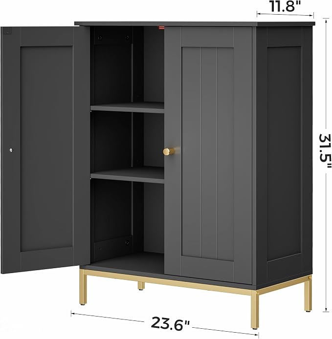 Homhedy Bathroom Storage Cabinet, Freestanding Floor Cabinet, Adjustable Shelves - Image 2
