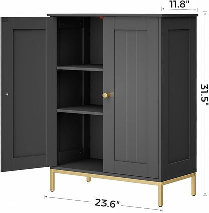 Homhedy Bathroom Storage Cabinet, Freestanding Floor Cabinet, Adjustable Shelves - Image 2