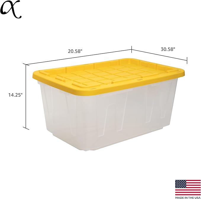 CX BLACK & YELLOW, 27-Gallon Heavy Duty Clear Storage Container & Snap-Tight Lid - Image 2