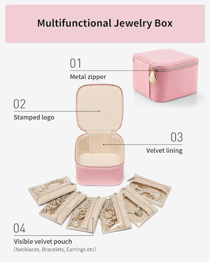 Vlando Travel Jewelry Box for Women, Faux Leather Jewelry Case - Image 3