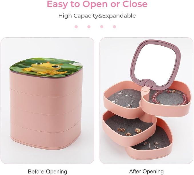 Cute Cartoon Salamander Rotating Jewelry Organizer Box 4-Layer 360° Rotatable - Image 3