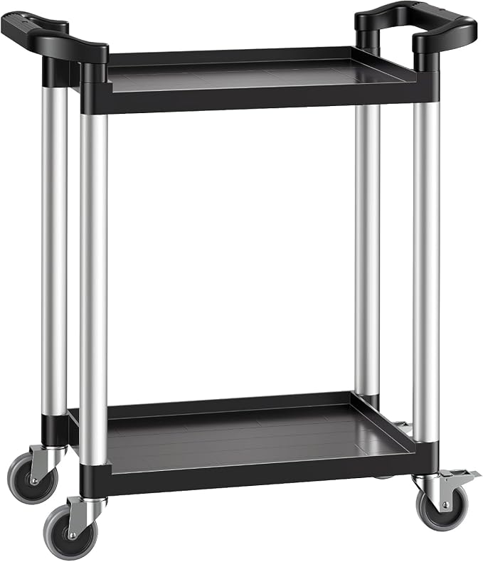 VEVOR Utility Cart, 300 lbs Load Capacity, 2-Tier Utility Plastic Cart - Image 8