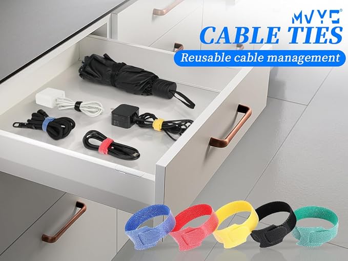 MVYC 150PCS 8 Inch Cable Ties Reusable Multi-Purpose Wire Ties Cord Organizer - Image 8