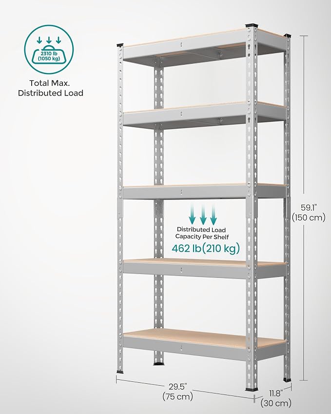 SONGMICS 5-Tier Storage Shelves, Load 2310 lb, Garage Storage, Boltless Assembly - Image 3