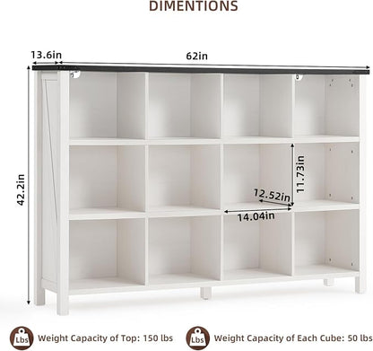 Joaxswe 12 Cube Storage Organizer, Farmhouse 62 Inch Warm White Display - Image 2