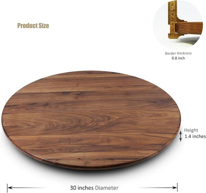 30 Inches Black Walnut Wood Lazy Susan Organizer, Solid Wooden Round Turntable - Image 5