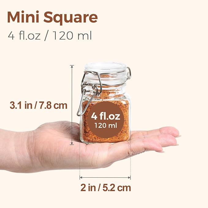 ComSaf Set of 6 Square Glass Spice Jars - Image 2