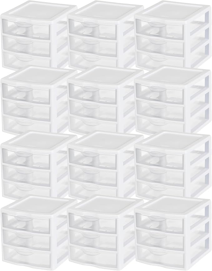 Sterilite Clearview 3-Drawer Cart Small Plastic Storage Organizer, Containers by Sterilite