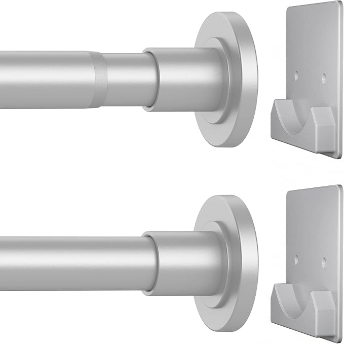 CorkLatta Matte Silver Shower Curtain Rod, 1 Inch Diameter Stainless Steel by CorkLatta