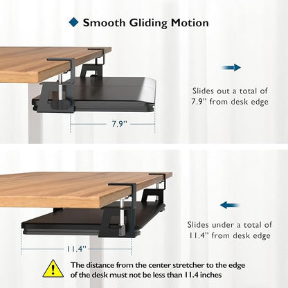 BONTEC Keyboard Tray Under Desk, Pull Out Keyboard & Mouse Tray - Image 4