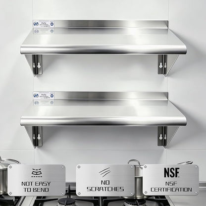 Hally Stainless Steel Shelf Wall Mounted Metal Shelf Wall Shelf 12 x 24 NSF - Image 4