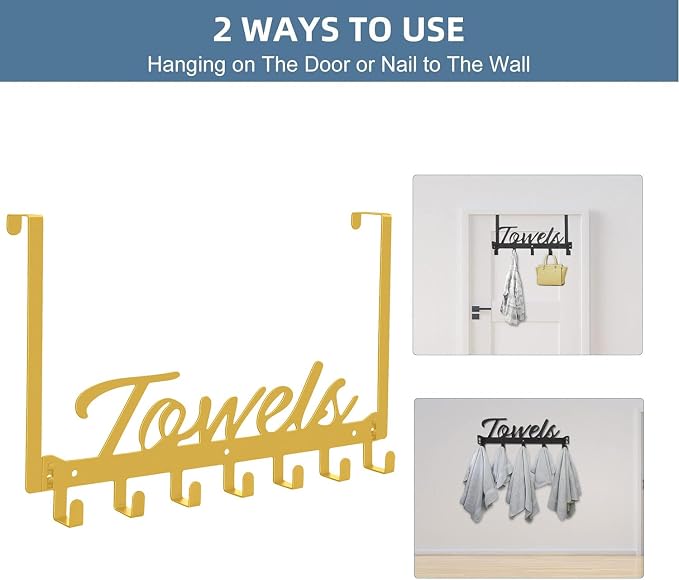 Azmoncy Over The Door Hooks, Heavy Duty Wall Mount Towel Hanger - Image 4