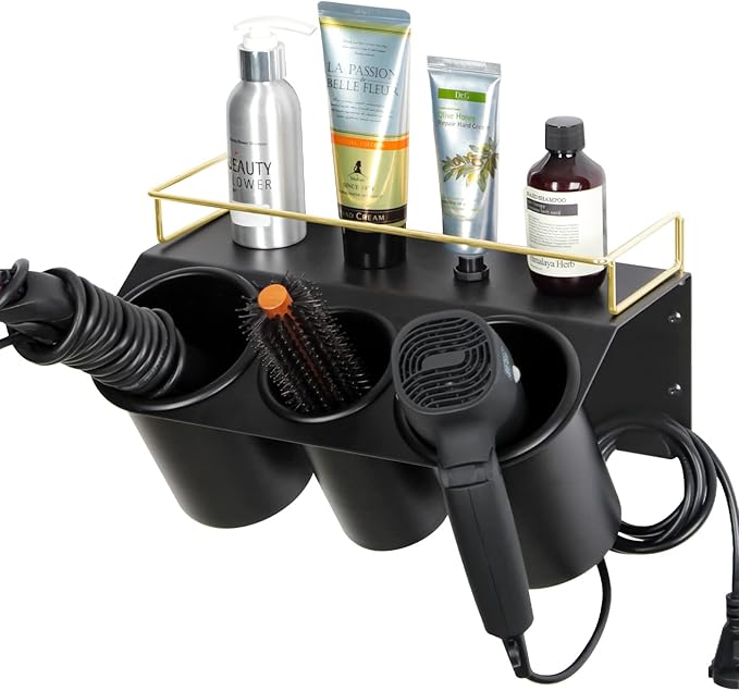J JACKCUBE DESIGN Hair Dryer Holder Wall Mount Bathroom Vanity Hair Styling by JACKCUBEDESIGN