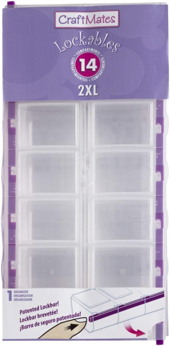 Craft Mates Bead Organizer, 14 Locking Compartments, Plastic Storage | Clear by CRAFTMATES