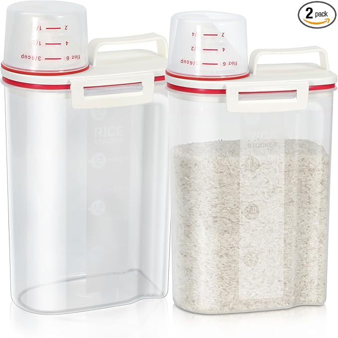 TBMax 2 Pack Rice Storage Containers 4 Lbs, Small Rice Dispenser by TBMax