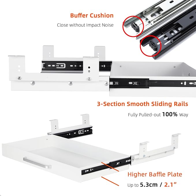 Under Desk Drawer Organizer 21" White Upgrade - Image 6