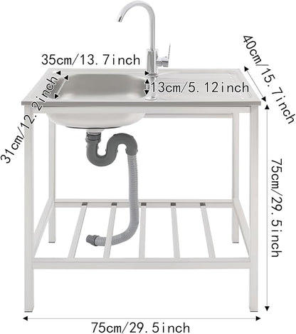 Free Standing Stainless Steel Sink 30" Commercial Sinks - Image 2