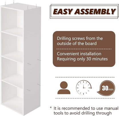 Wooden 4 Cube Storage Organizer, 4 Tier Storage Cubes Storage Display Cubby - Image 4