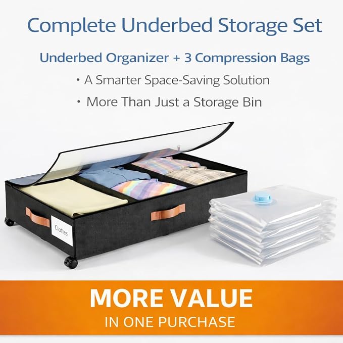 Underbed storage box with wheels that can be pulled, equipped with a partition - Image 8