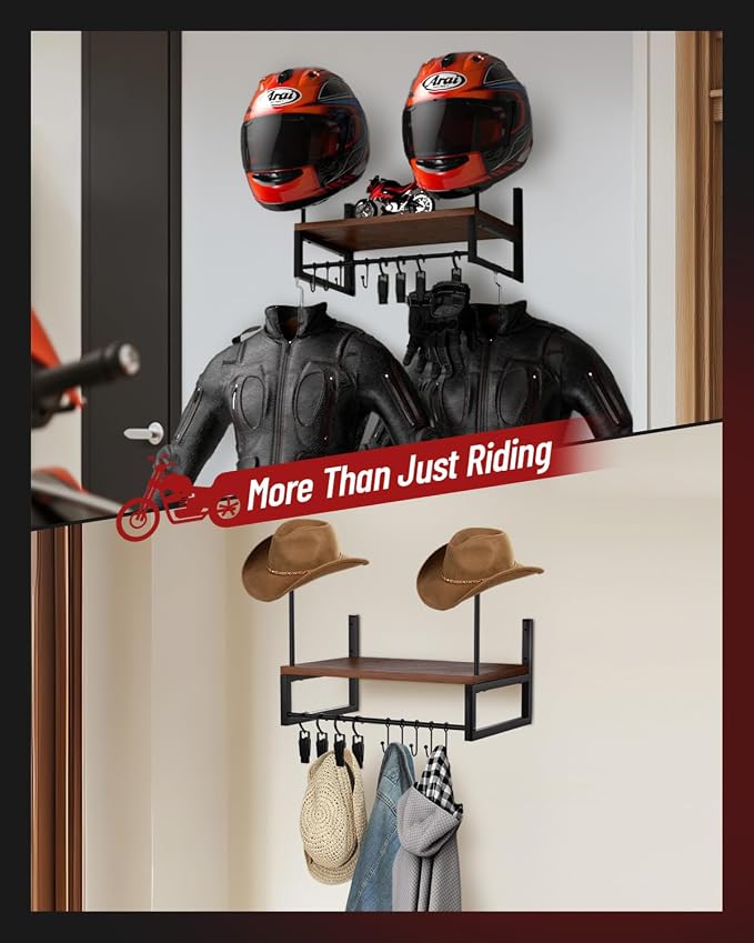 Vieshful Motorcycle Helmet Holder Wall Mount, Helmet Organizer Rack - Image 6