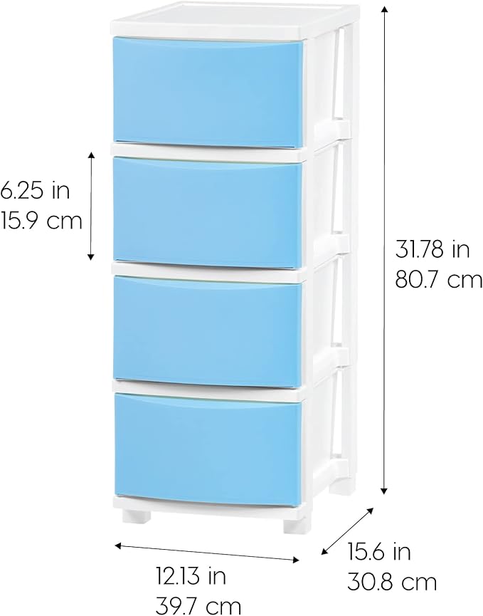 IRIS USA 4-Drawer Slim Narrow Storage Organizer, school essentials, beauty items - Image 3