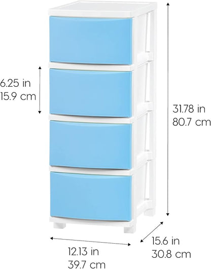 IRIS USA 4-Drawer Slim Narrow Storage Organizer, school essentials, beauty items - Image 3