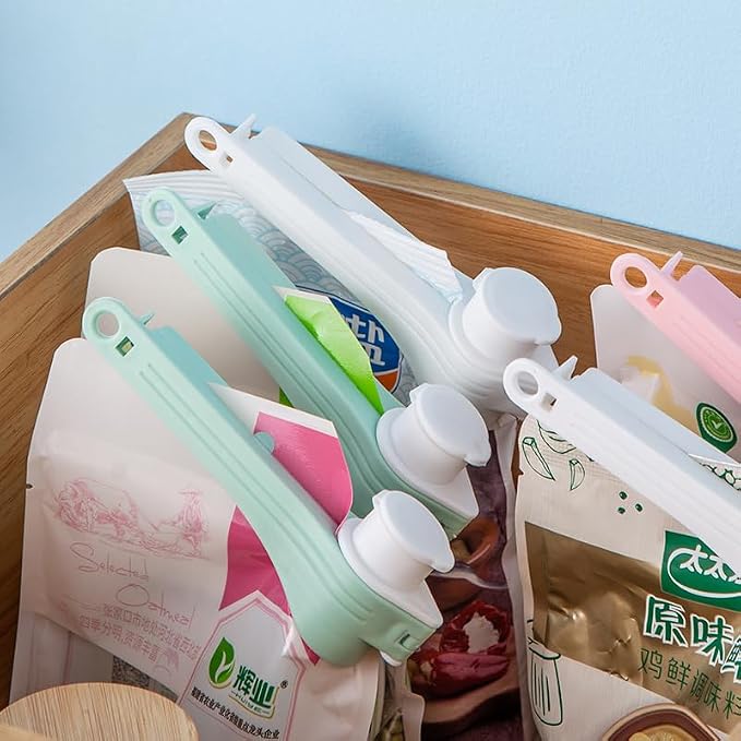 4pcs Bag Spout Clip +4pcs Adhesive Hooks | Food Clip Set - Image 6
