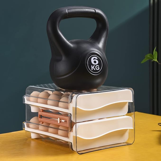 Sooyee Egg Holder for Fridge, 2 Drawers 60 Eggs | Eggs Organizer for - Image 4