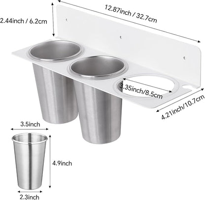 Hair Tool Organizer, Hair Dryer Holder wtih 2 Cups, Hot Tool Organizer Wall - Image 5