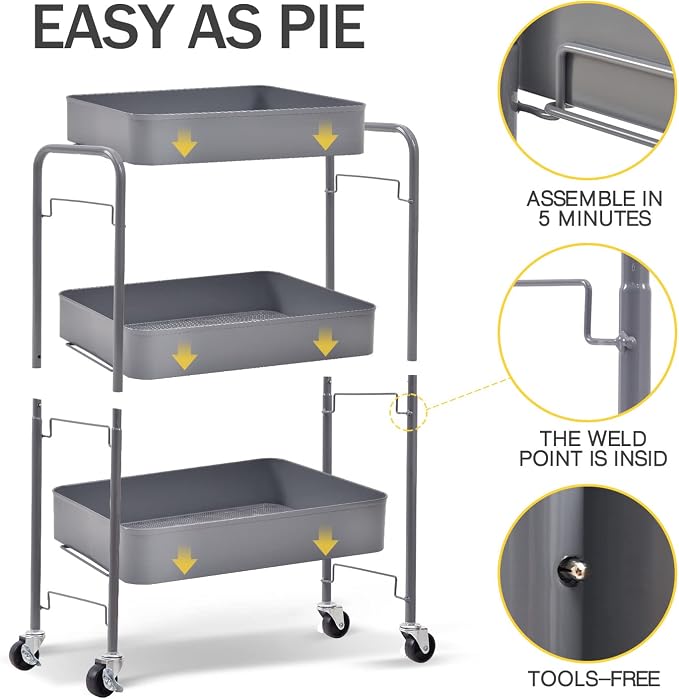 TOOLF 3-Tier Rolling Cart - Image 5