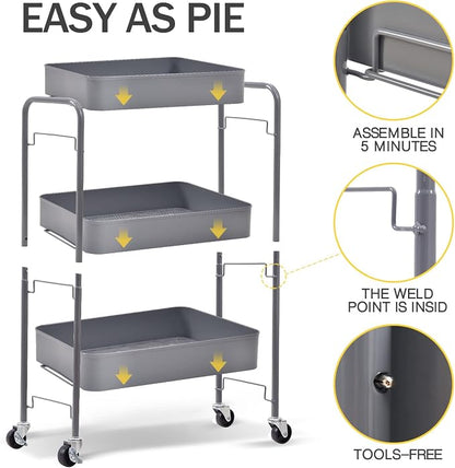 TOOLF 3-Tier Rolling Cart - Image 5