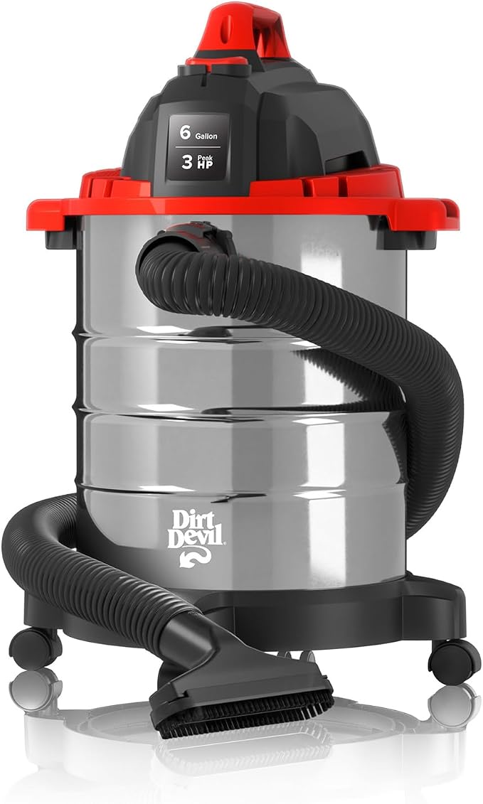 Dirt Devil 6 Gallon Corded Wet Dry Shop Vacuum, Heavy Duty Vacuum by DirtDevil