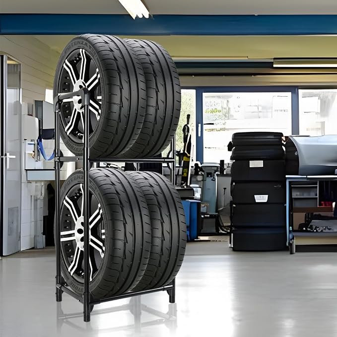 Tire Rack, Tire Storage Rack Stand Garage Storage Shelf Organizer | Rolling - Image 6