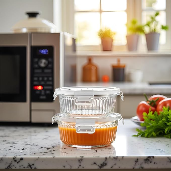 H.JSS WDJS 1.5 cup Round Glass Food Storage Containers - Image 7