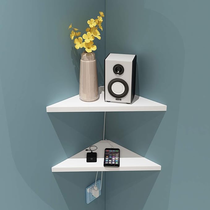 evron Corner Mounting Shelf Set of 2 – Easy to Install Floating Wall Shelves - Image 2
