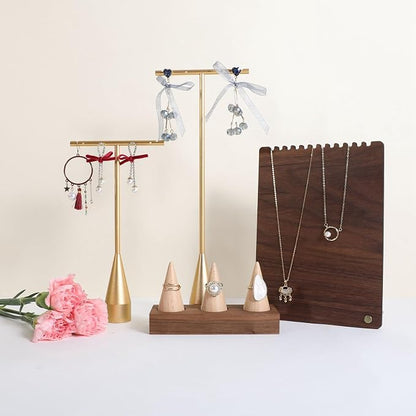 GemeShou 2pcs Gold earring display T bar stand, Big jewelry earring holders - Image 8