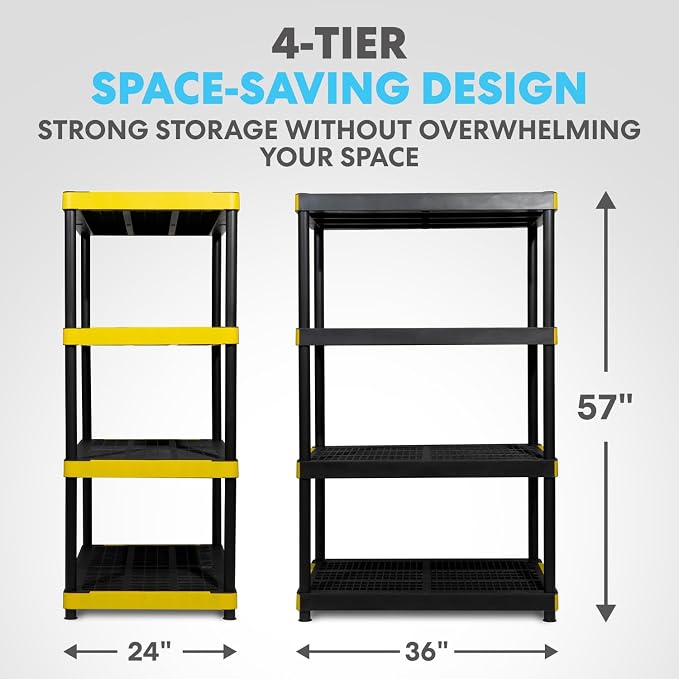 Simpli-Magic 4-Tier Heavy Duty Plastic Storage Shelving Unit, Garage & Basement - Image 2