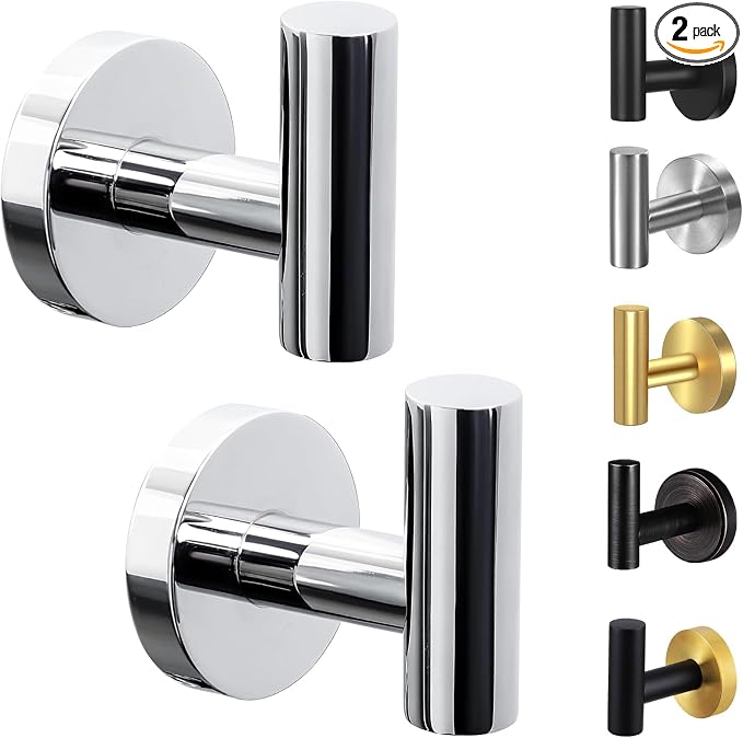Kruodop Towel Hooks for Bathroom, 2 Packs Wall Mount Towel Holder, Stainless by Kruodop