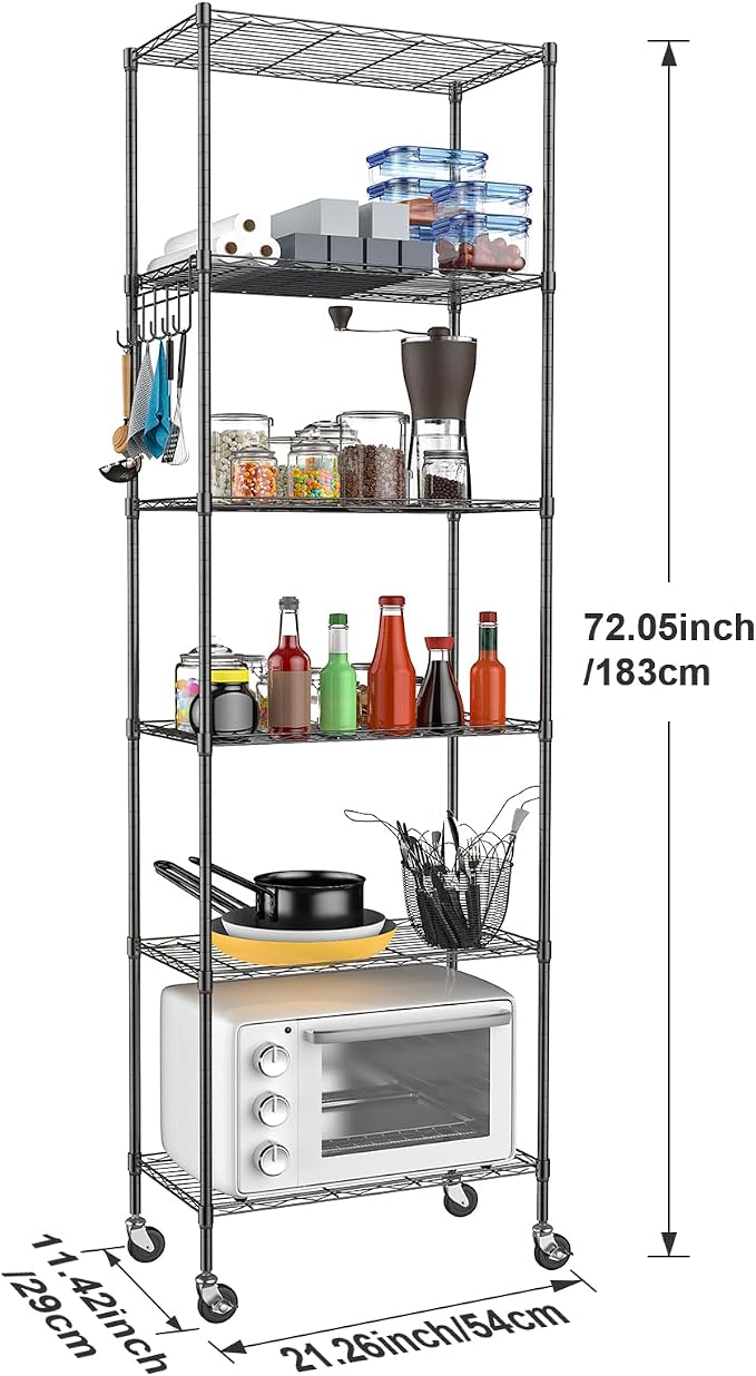 Homdox 6-Tier Storage Shelf Wire Shelving Unit Free Standing Rack Organization - Image 3