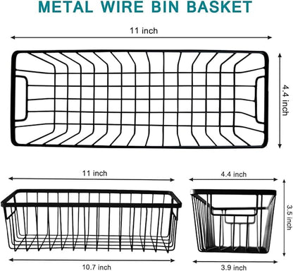SheeChung Hanging Wall Wire Baskets, Portable Metal Wall Mount Basket | 3 Pack - Image 2