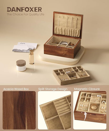 Acacia Wood Jewelry Box Organizers, Wooden Jewellery Organizer - Image 2