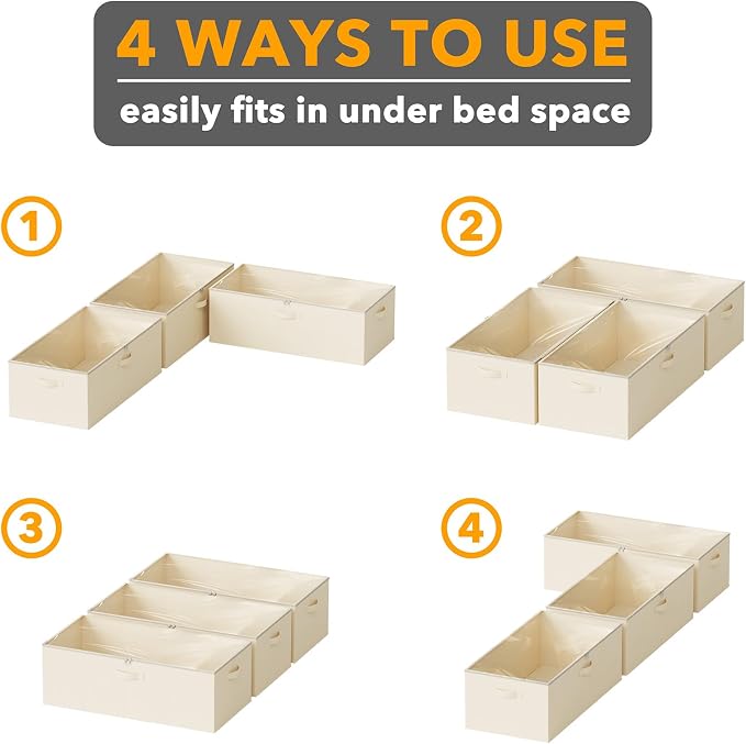 SpaceAid 3 Pack 10" High Under Bed Storage Containers, Large Underbed Storage - Image 6