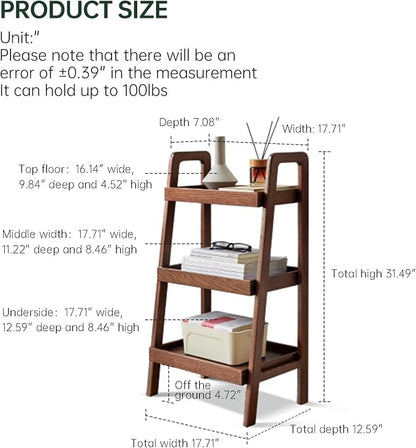 100% Solid Oak 3 Tier Ladder Shelf, Small Bookshelf, Ladder Bookshelf, Bookcase - Image 2