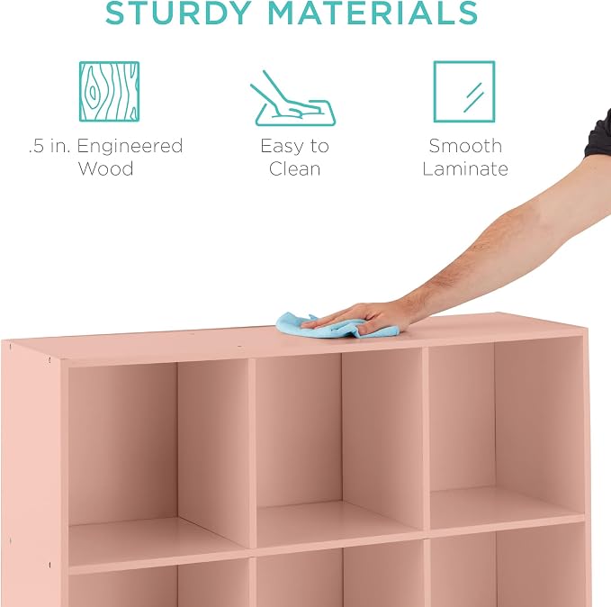 Best Choice Products Kids Bookcase 9-Cube Storage Organizer, 13.5in Shelf - Image 6