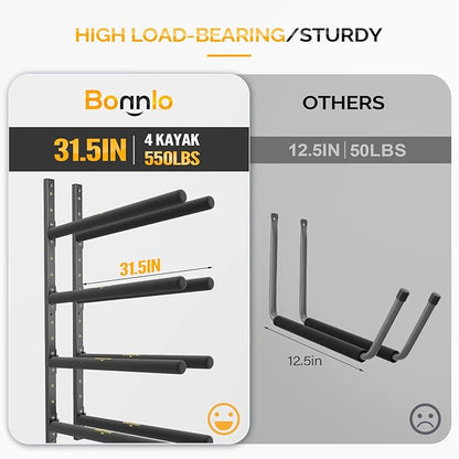 Bonnlo Kayak Storage Rack, Adjustable Heavy Duty Kayak Rack - Image 3
